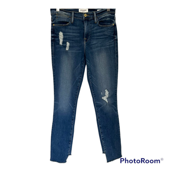 Frame Size 25 Le High Skinny Crop Jeans Arenas Frayed Released Hem - Picture 1 of 13